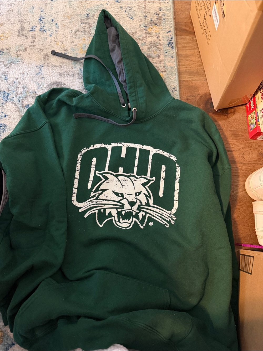 Ohio University Green Hoodie with white Logo